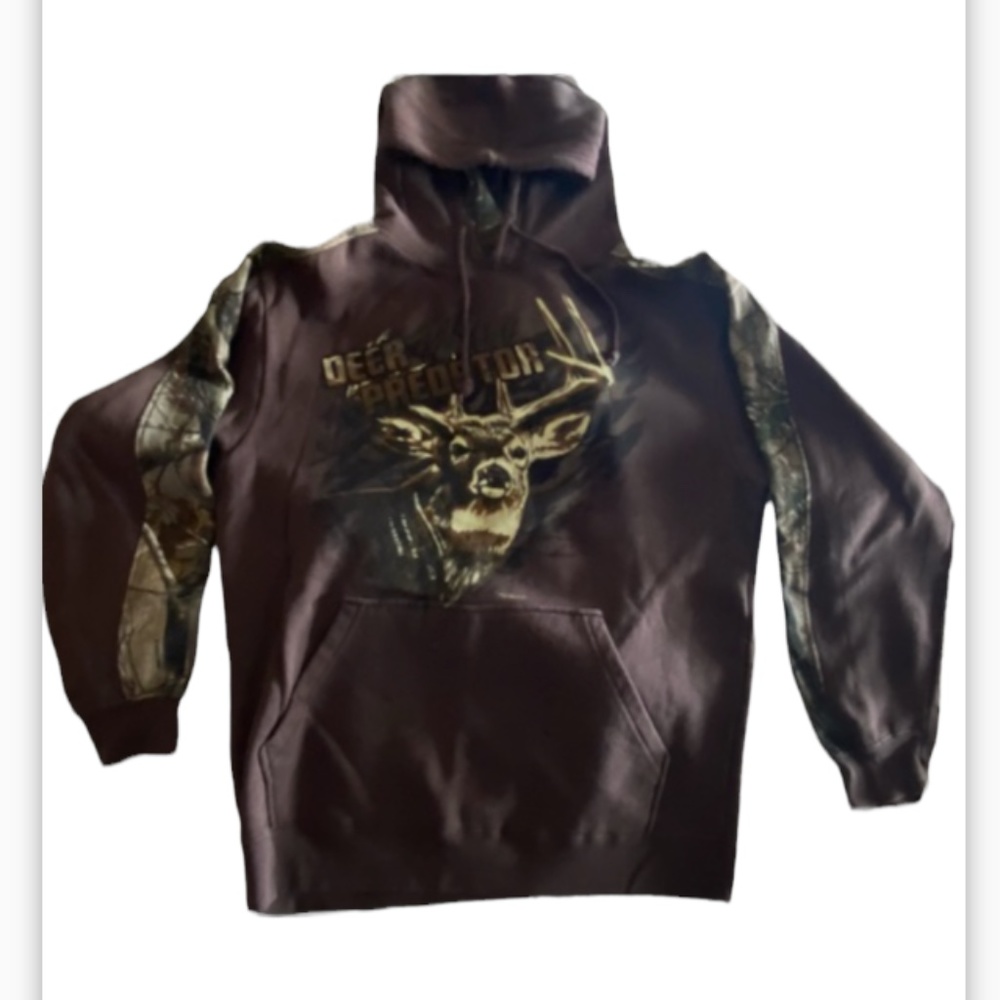 Buck Wear Camouflage Deer Predator Men’s Hoodie Sweatshirt Size Large